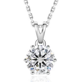 0.5~4.0 Carats VVS1 Moissanite Round Pendant Necklace for Women 0394