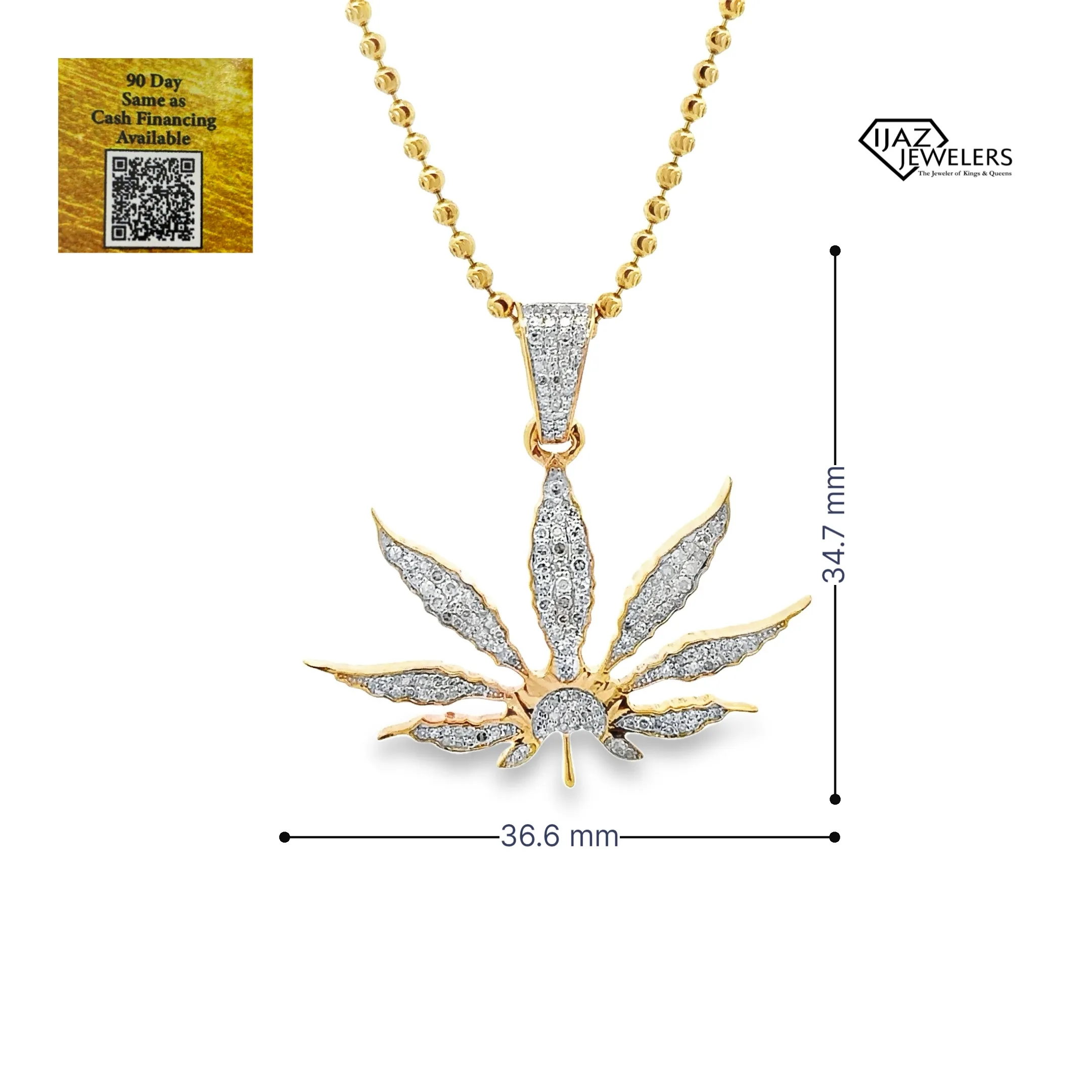 10K Gold 0.52 CTW Diamond MJ Leaf Charm