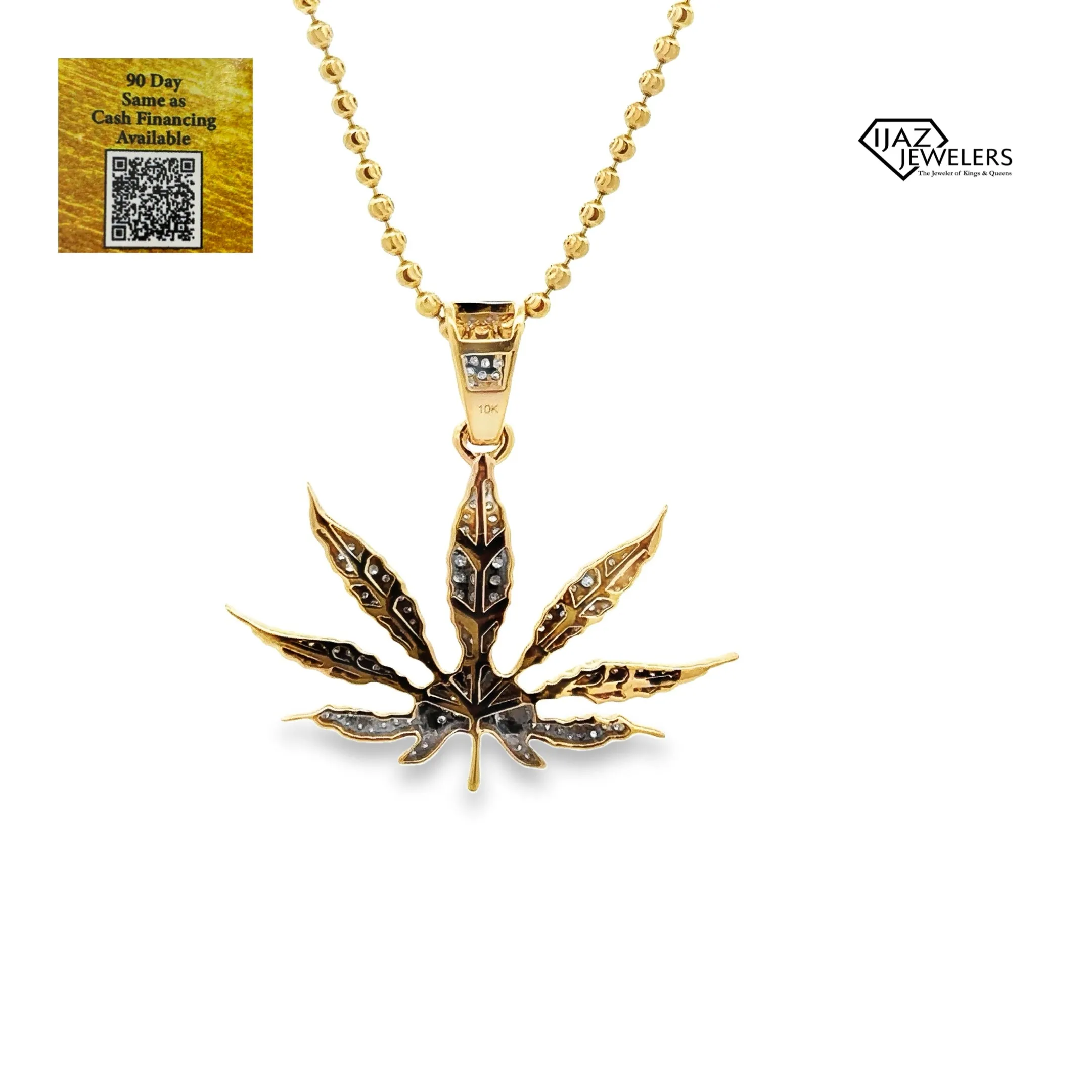 10K Gold 0.52 CTW Diamond MJ Leaf Charm