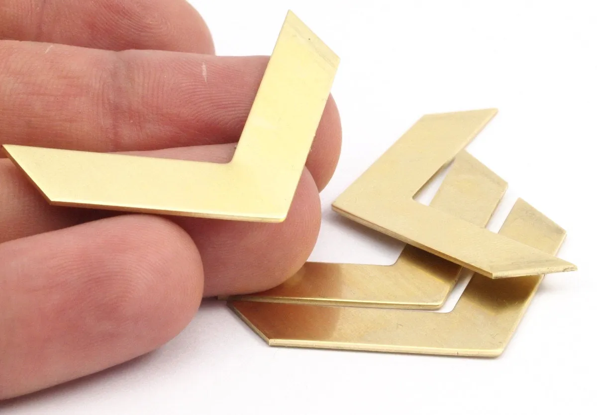 12 Raw Brass Chevron Blanks (40x10x0.80mm) A0859--N0612