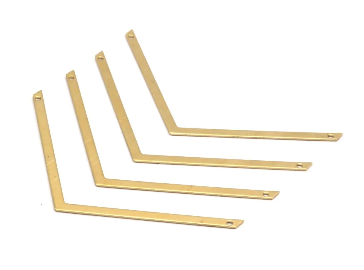 12 Raw Brass Chevrons , 2 Holes (80x3x0.80mm) A0864--N0638