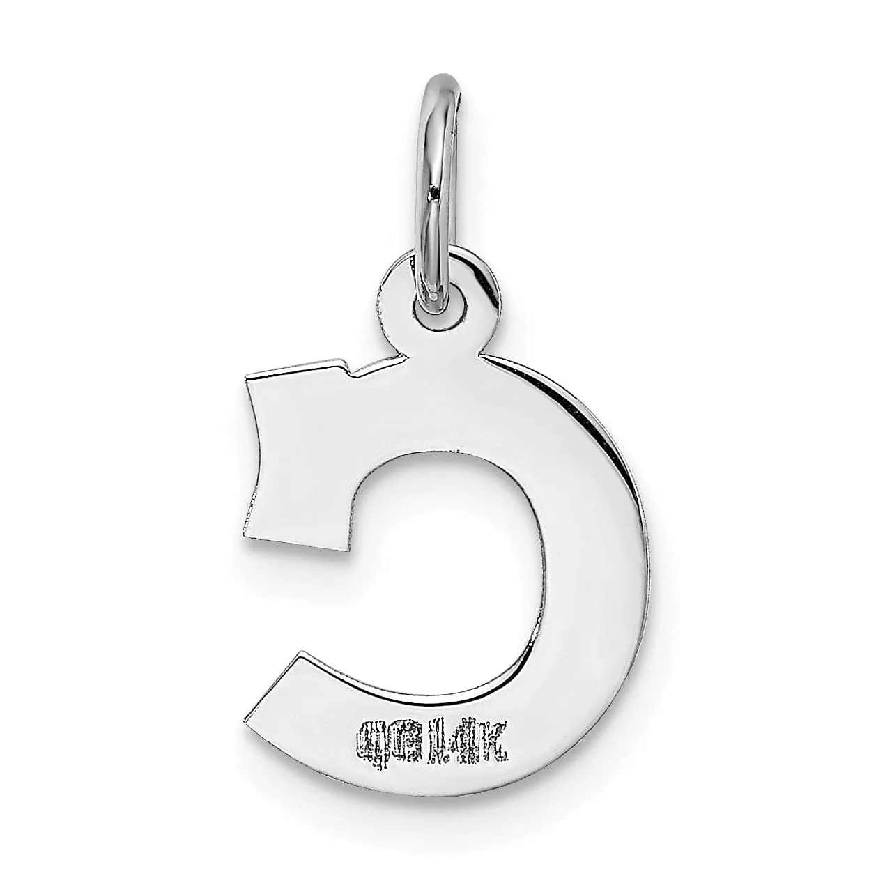 14k White Gold Small Block Design Letter C Initial Pendant