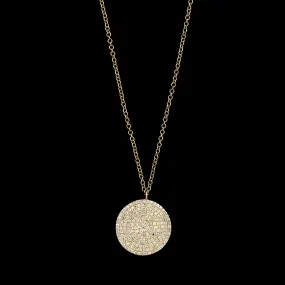 14K Yellow Gold Estate Diamond Disk Pendant