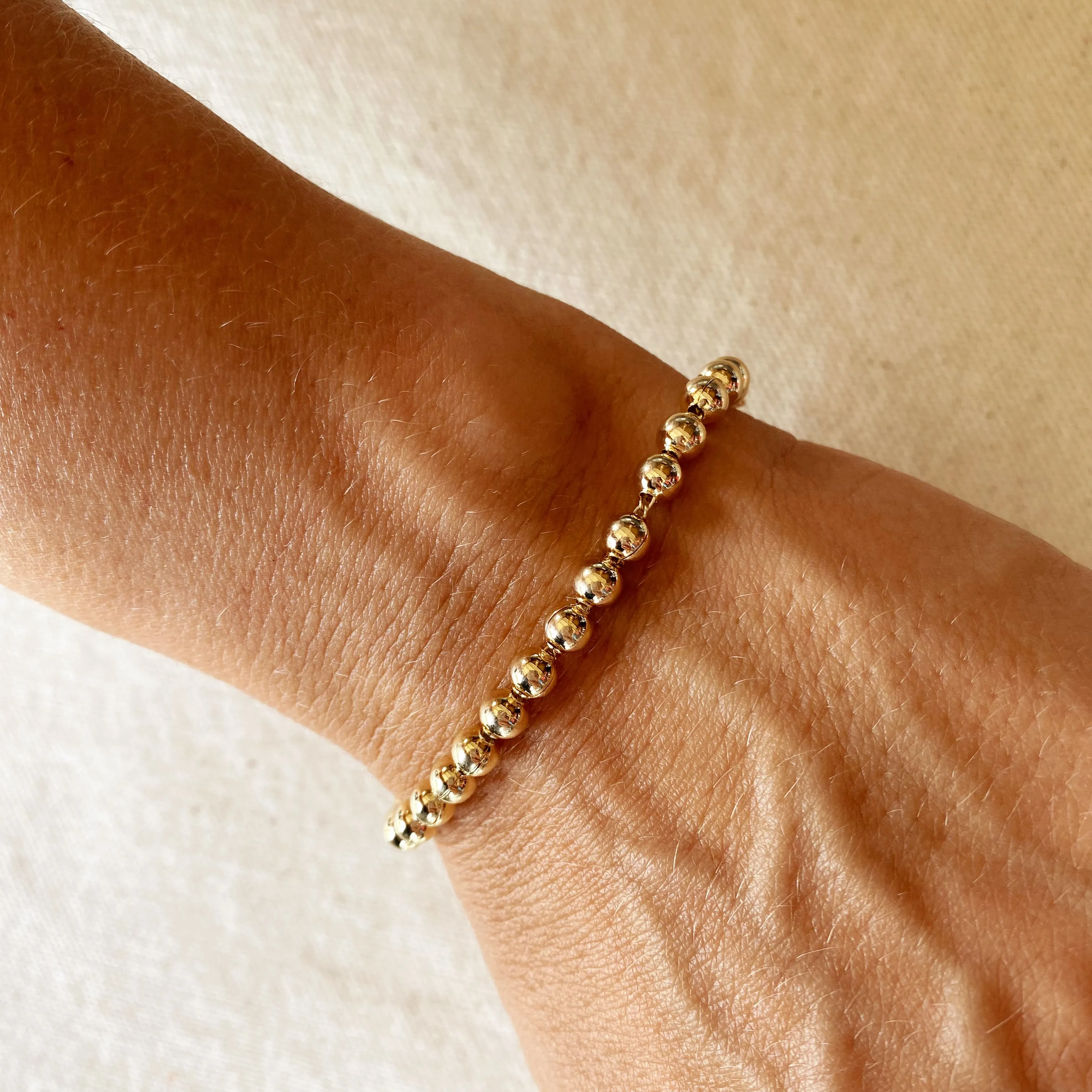 18k Gold Filled 4.5 mm Beaded Bracelet