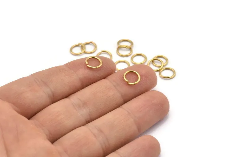 8mm Jump Ring - 100 Raw Brass Jump Rings (8x1mm) A0369