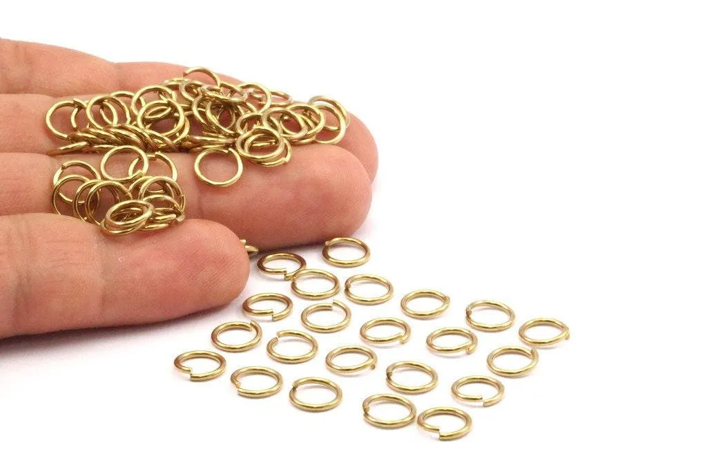 8mm Jump Ring - 100 Raw Brass Jump Rings (8x1mm) A0369