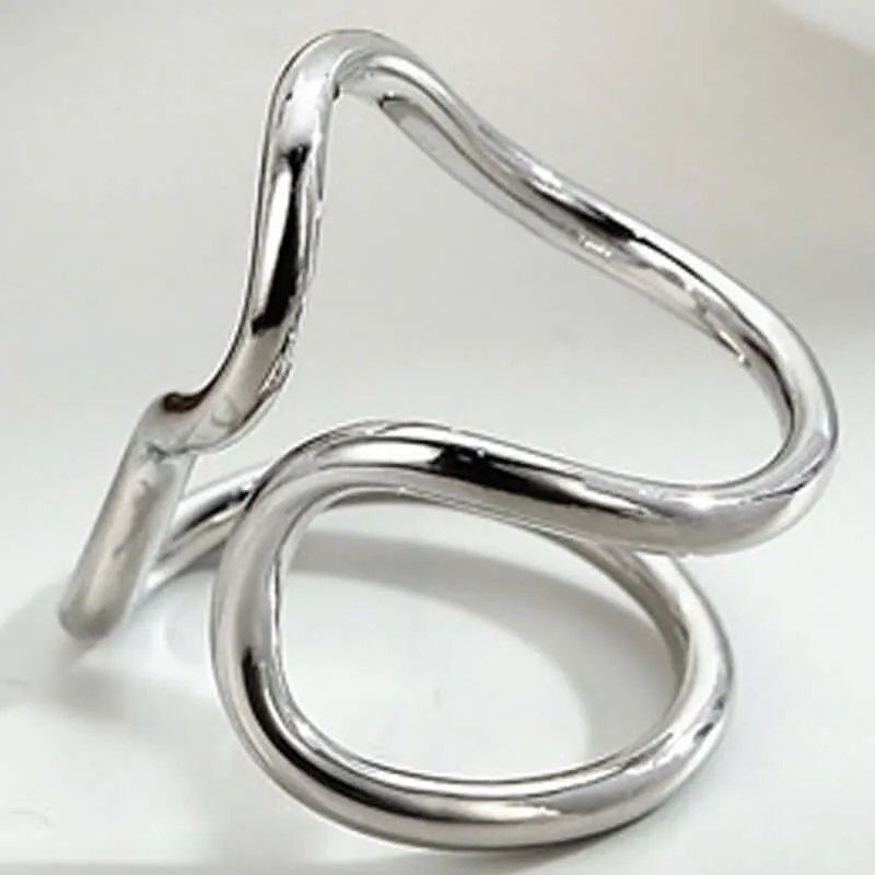 925 Silver Handmade Geometric Line Band Ring