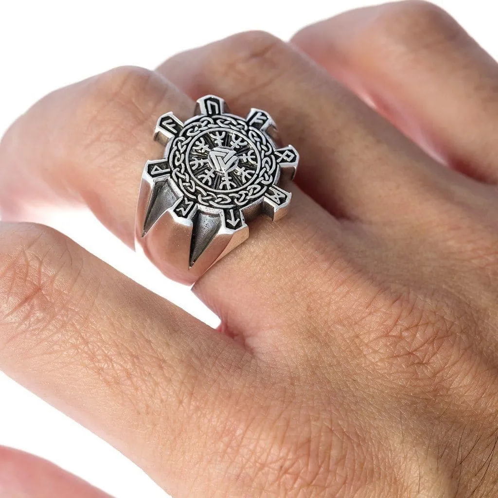 925 Sterling Silver Open Cut Helm of Awe Ring