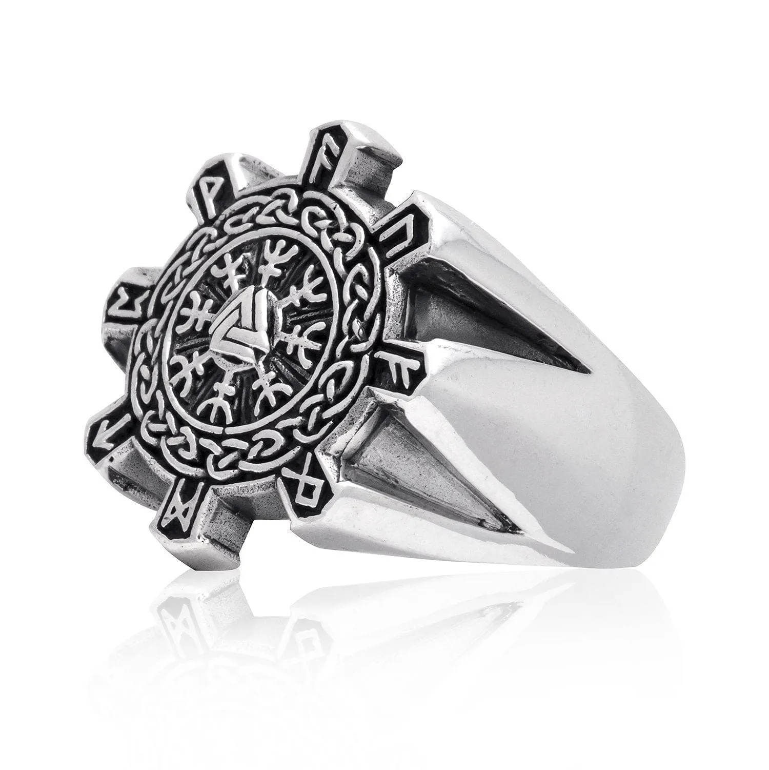 925 Sterling Silver Open Cut Helm of Awe Ring