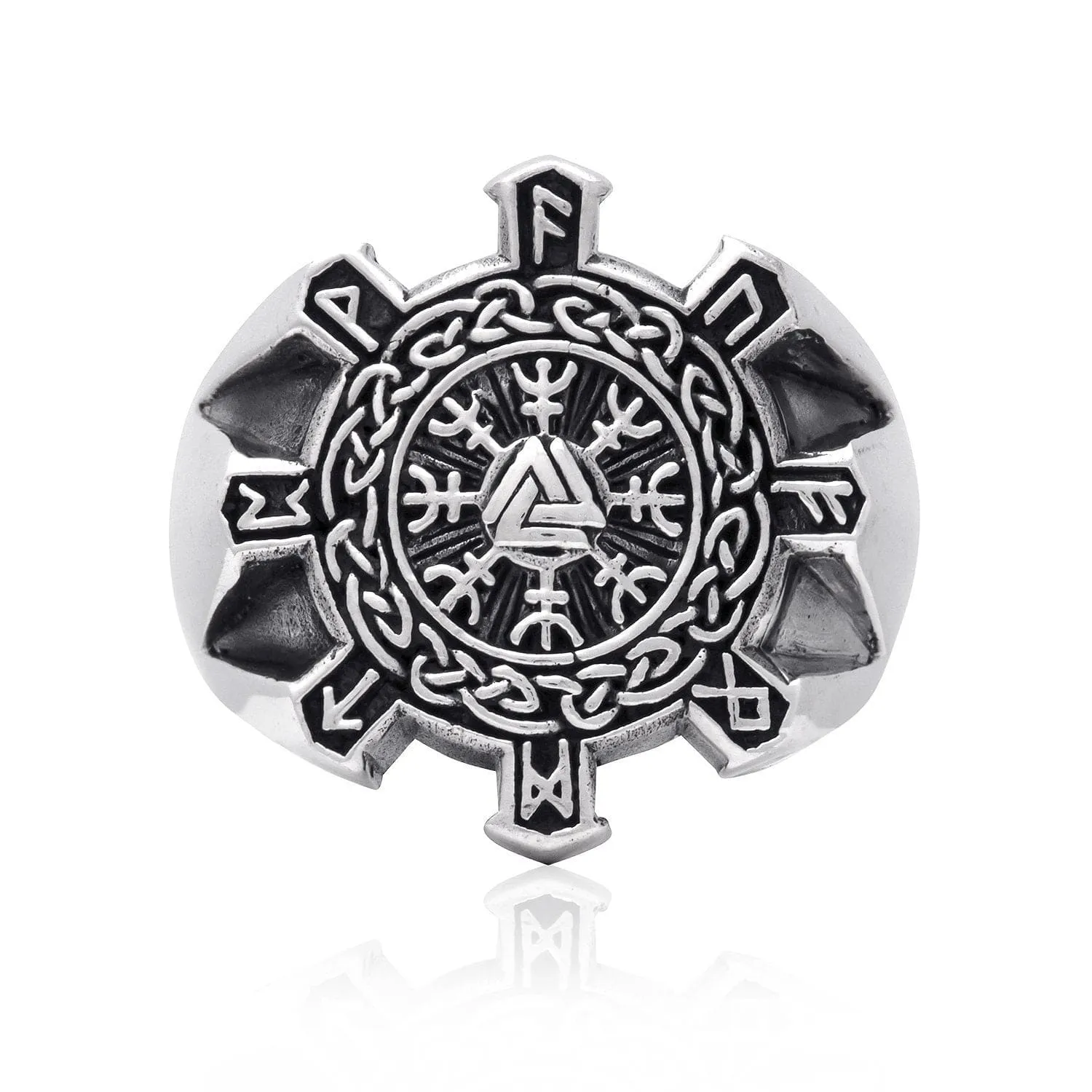 925 Sterling Silver Open Cut Helm of Awe Ring