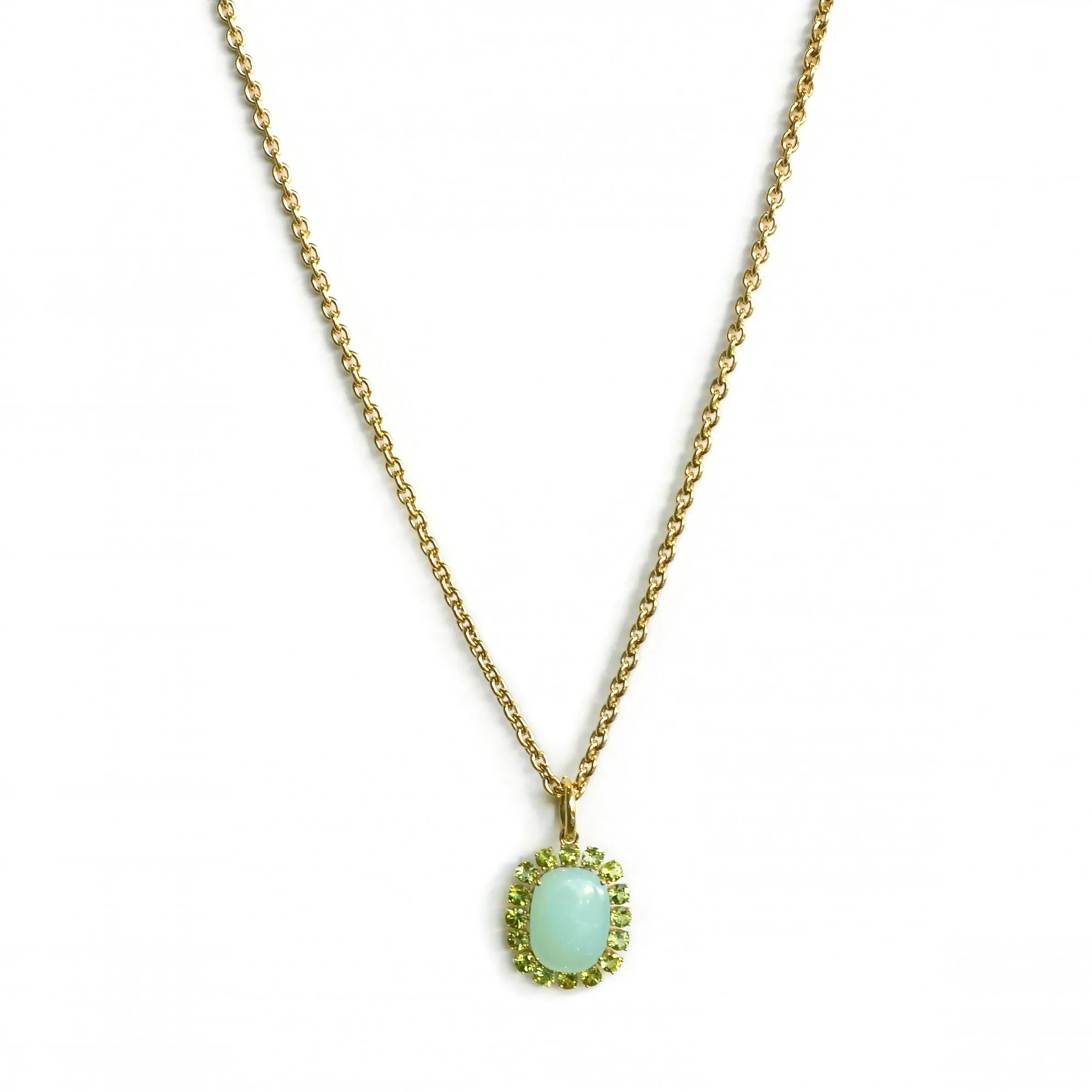 A & Furst - Sole - Pendant with Green Aqua Chalcedony and Peridot, 18k Yellow Gold