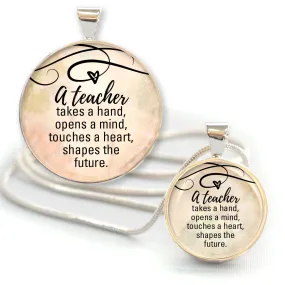 A Teacher Shapes the Future Silver-Plated Pendant Necklace - 2 Sizes