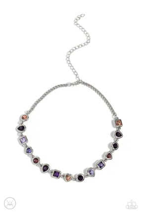 Abstract Admirer Purple Rhinestone Choker Necklace - Paparazzi Accessories