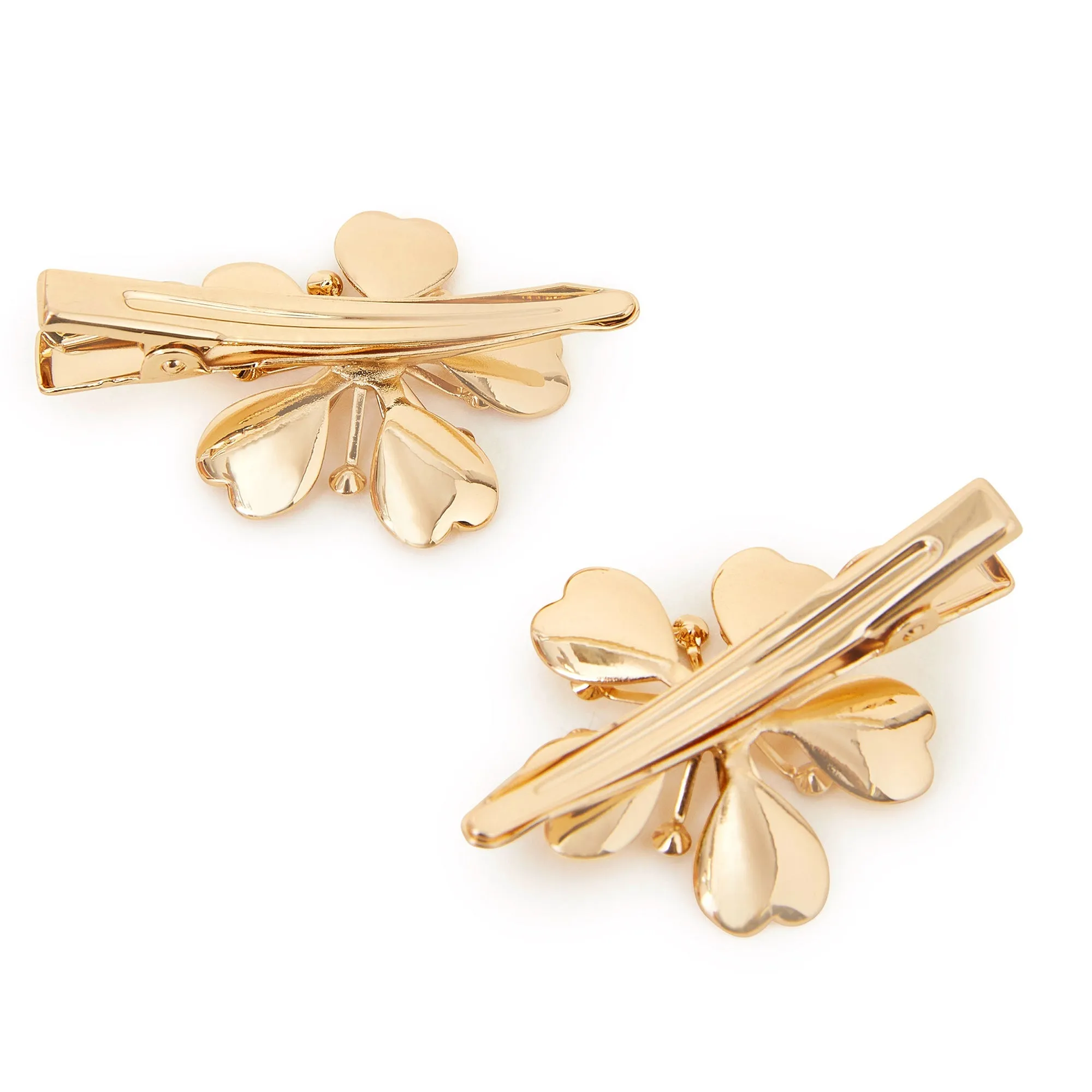 Accessorize London Gold Flower Snap Clips Set Of 2