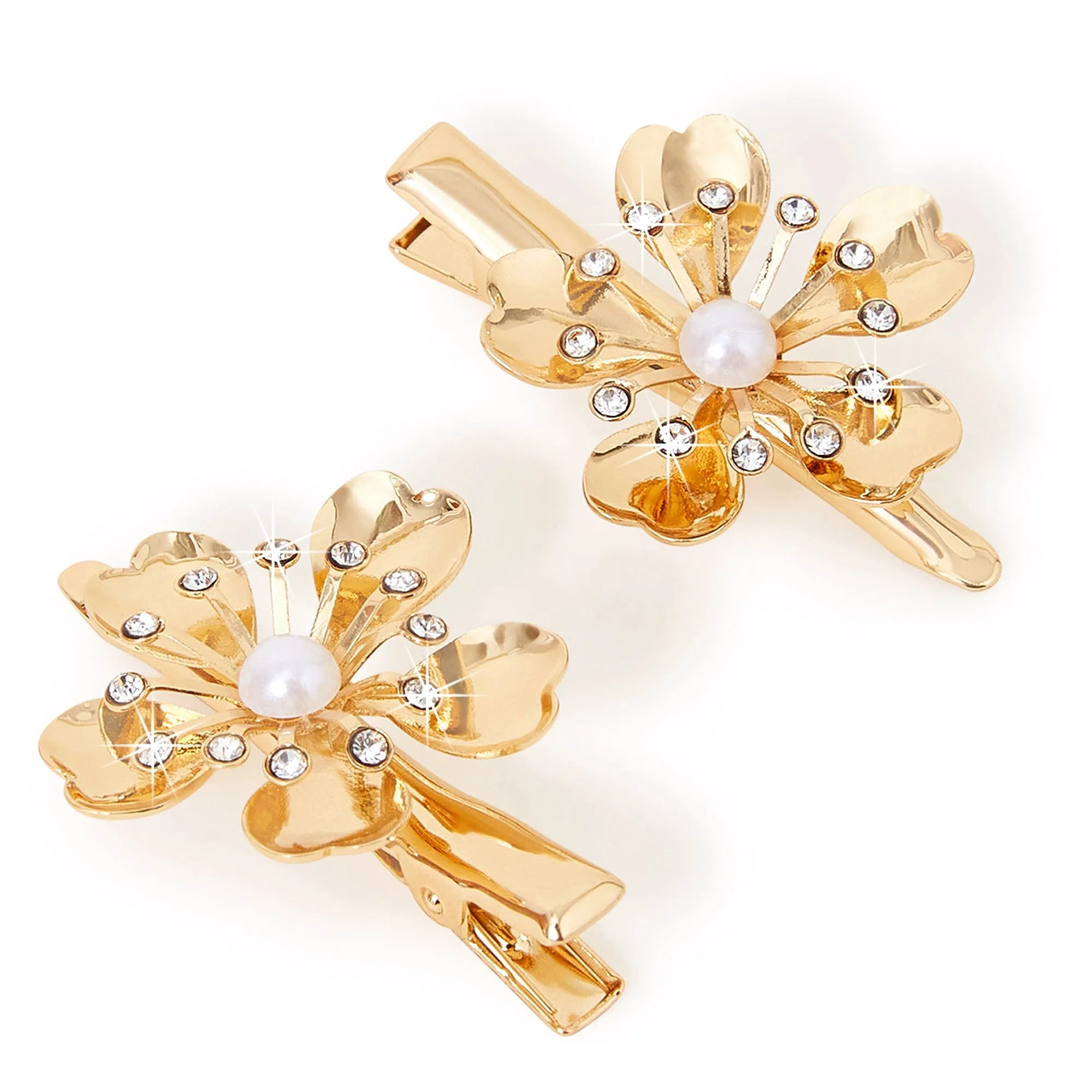 Accessorize London Gold Flower Snap Clips Set Of 2