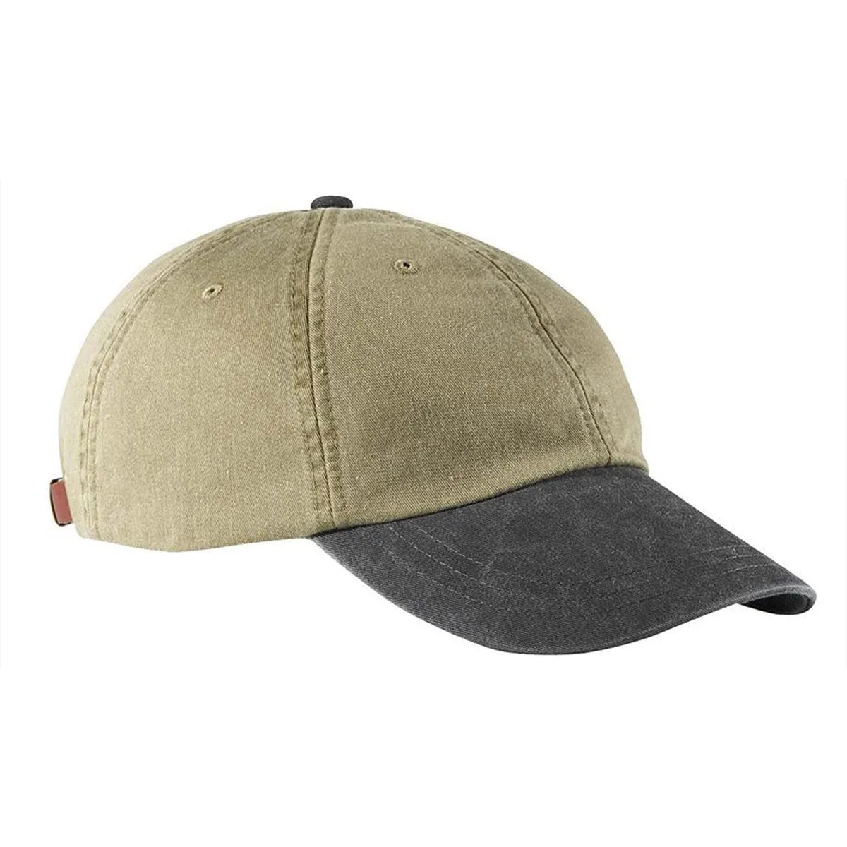 Adams Men's Khaki/Charcoal 6-Panel Low-Profile Washed Pigment-Dyed Cap