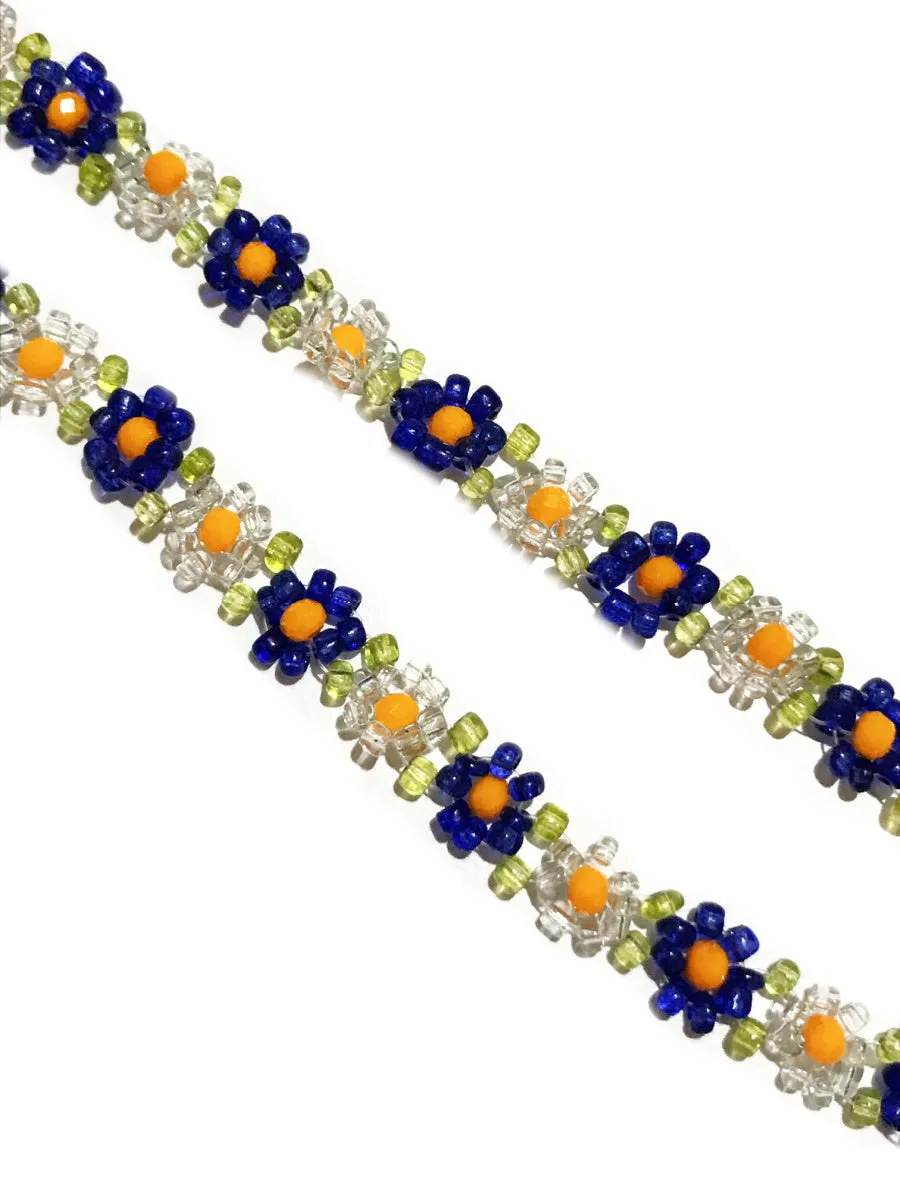 Beaded Flower Choker Necklace