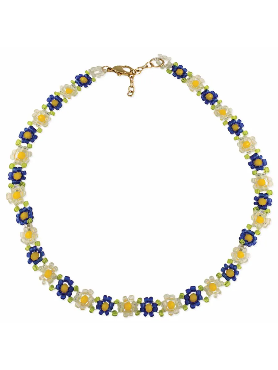 Beaded Flower Choker Necklace