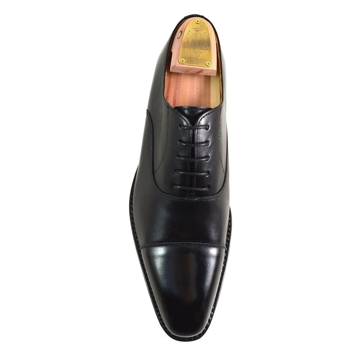 Berwick 1707 Straight Cap Oxford (2428) - Black Boxcalf