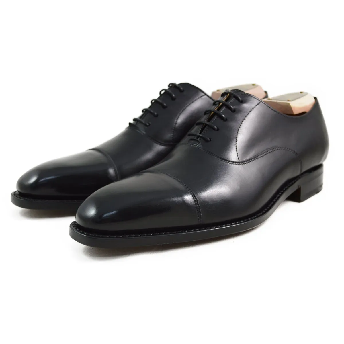 Berwick 1707 Straight Cap Oxford (2428) - Black Boxcalf