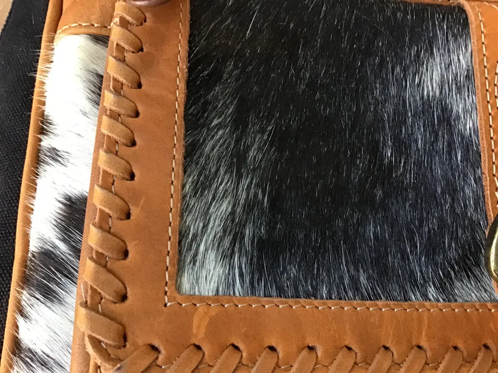 Black & White Hair On Cowhide Backpack Purse