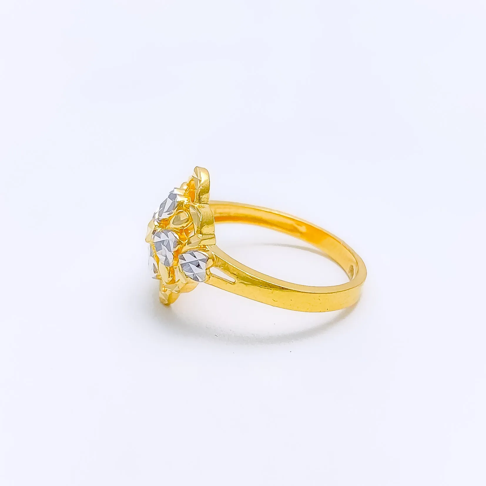 Blooming Floral Heart 22k Gold Ring