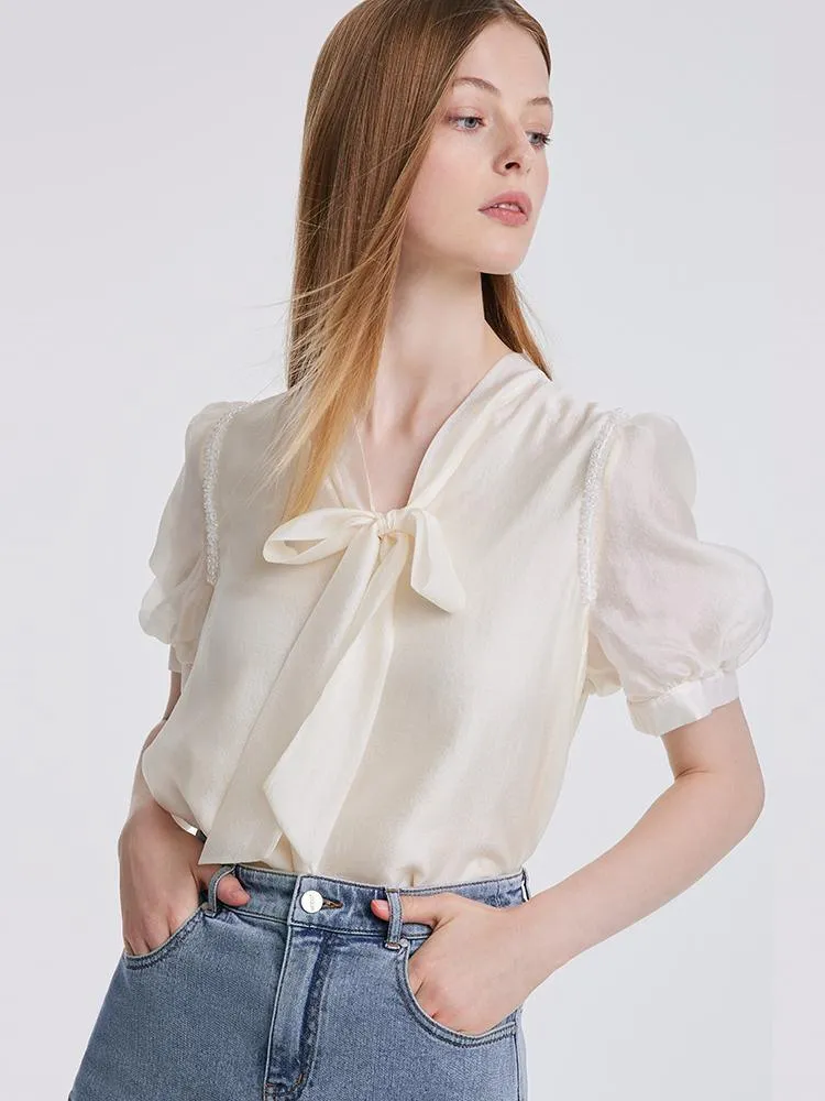 Bow Tie Ribbon Blouse