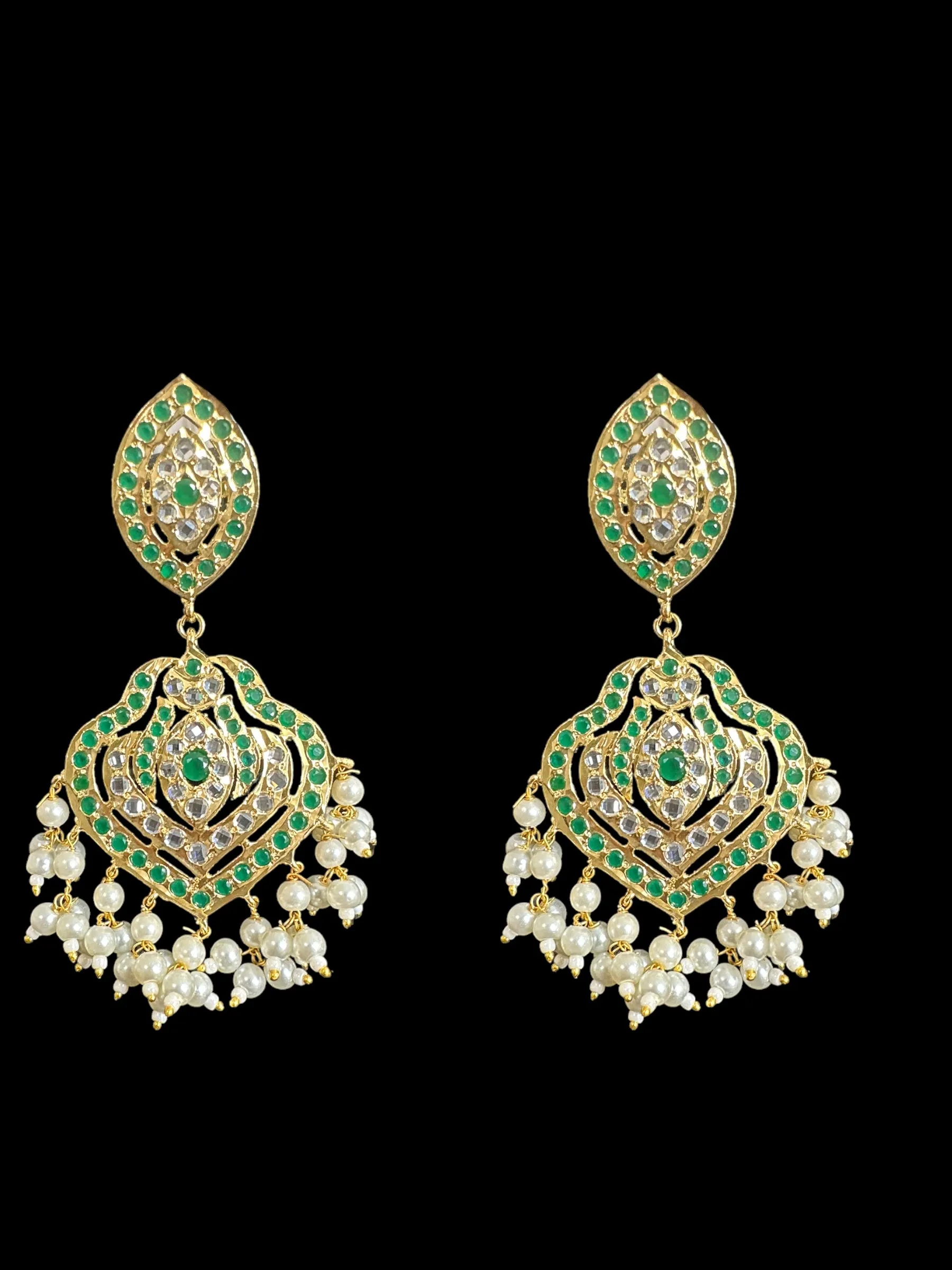 BR304 Gold plated bridal set with earrings tika in green ( READY TO SHIP )