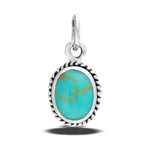 Braided Oval Pendant With Synthetic Turquoise