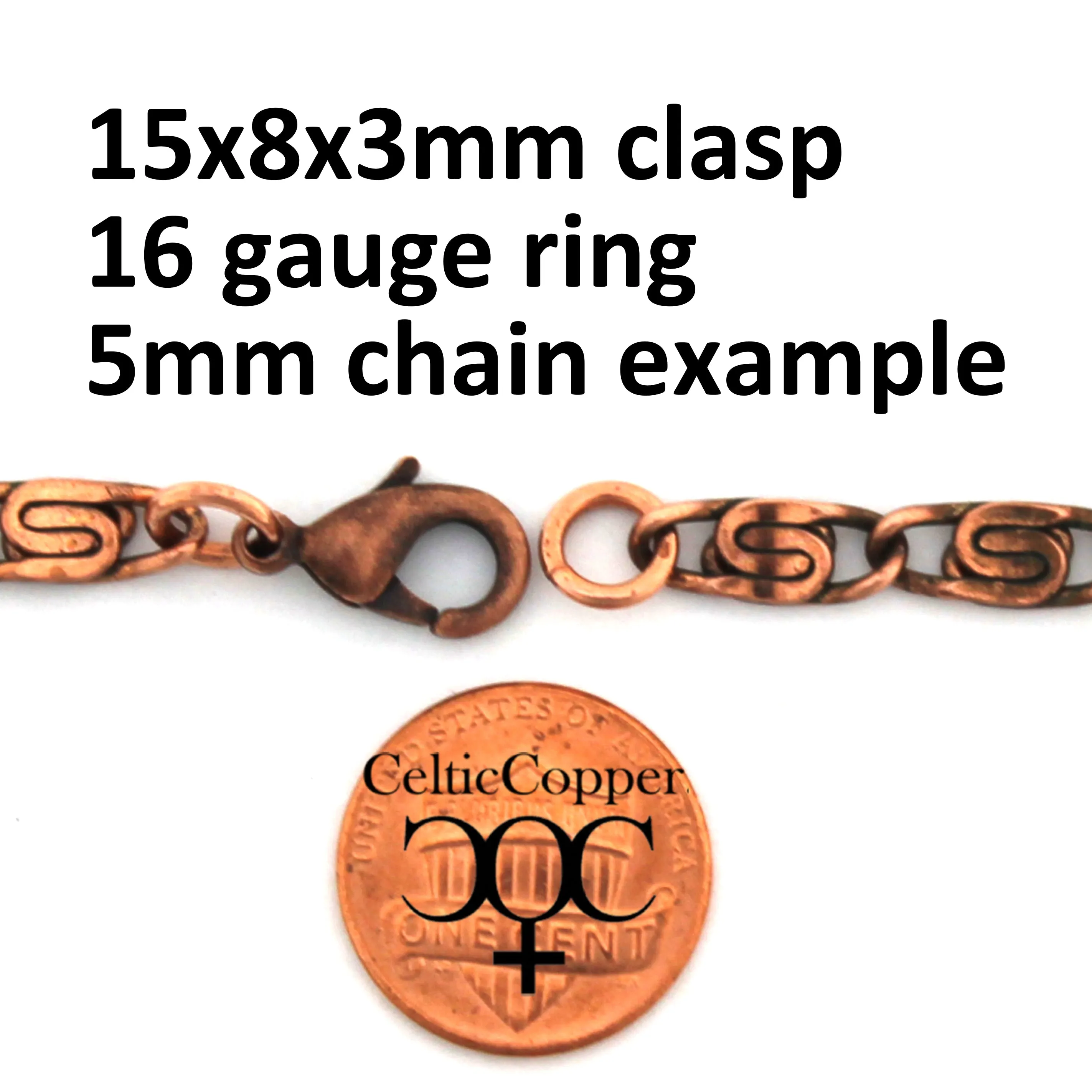 Bulk Pack of 10 Medium 15x8x3mm Lobster Clasps Brass JSCL15 Medium Copper Plated Clasps 2mm Hole