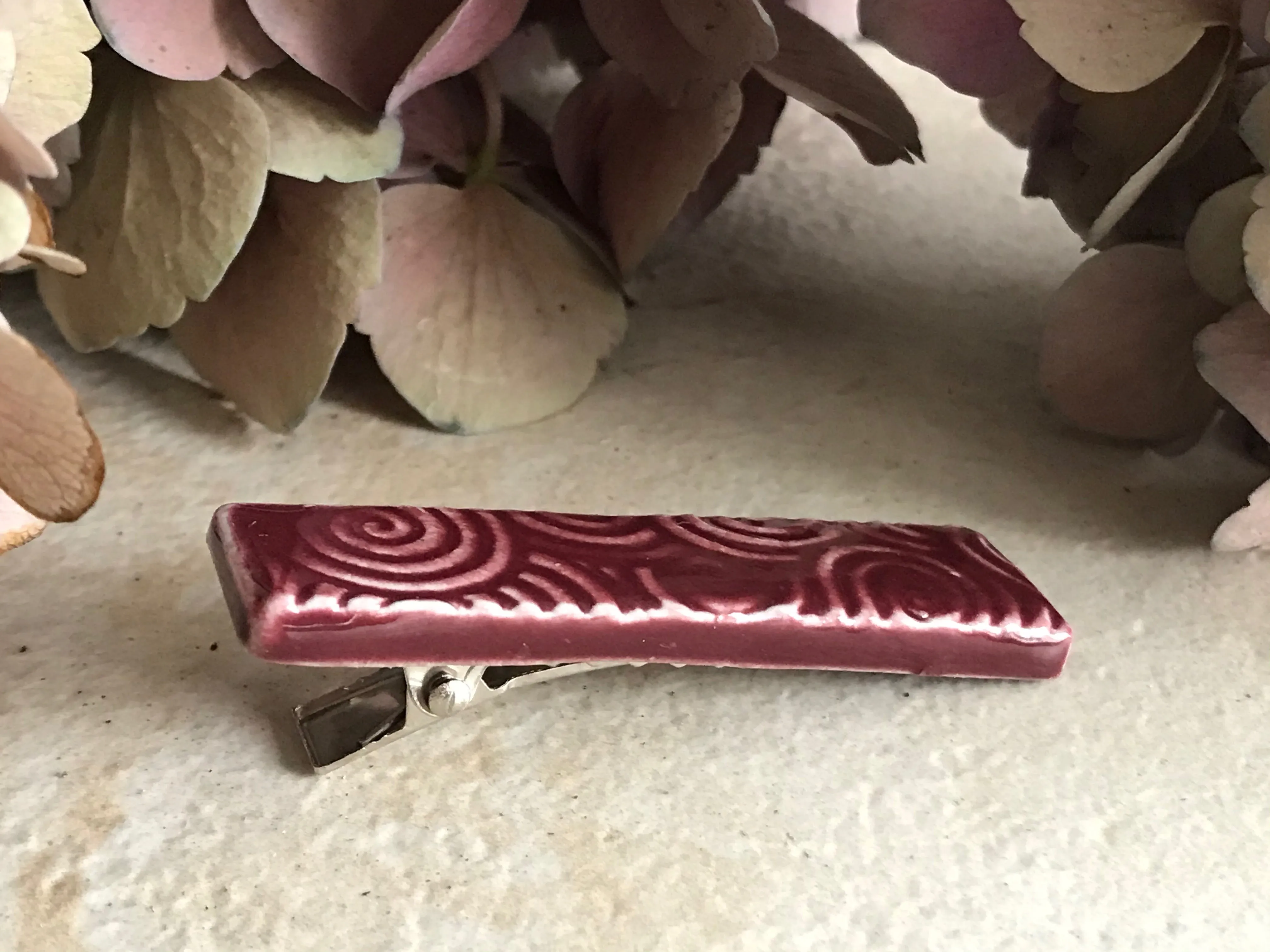 Burgundy Handmade Artisan Barrette - Alligator Clip