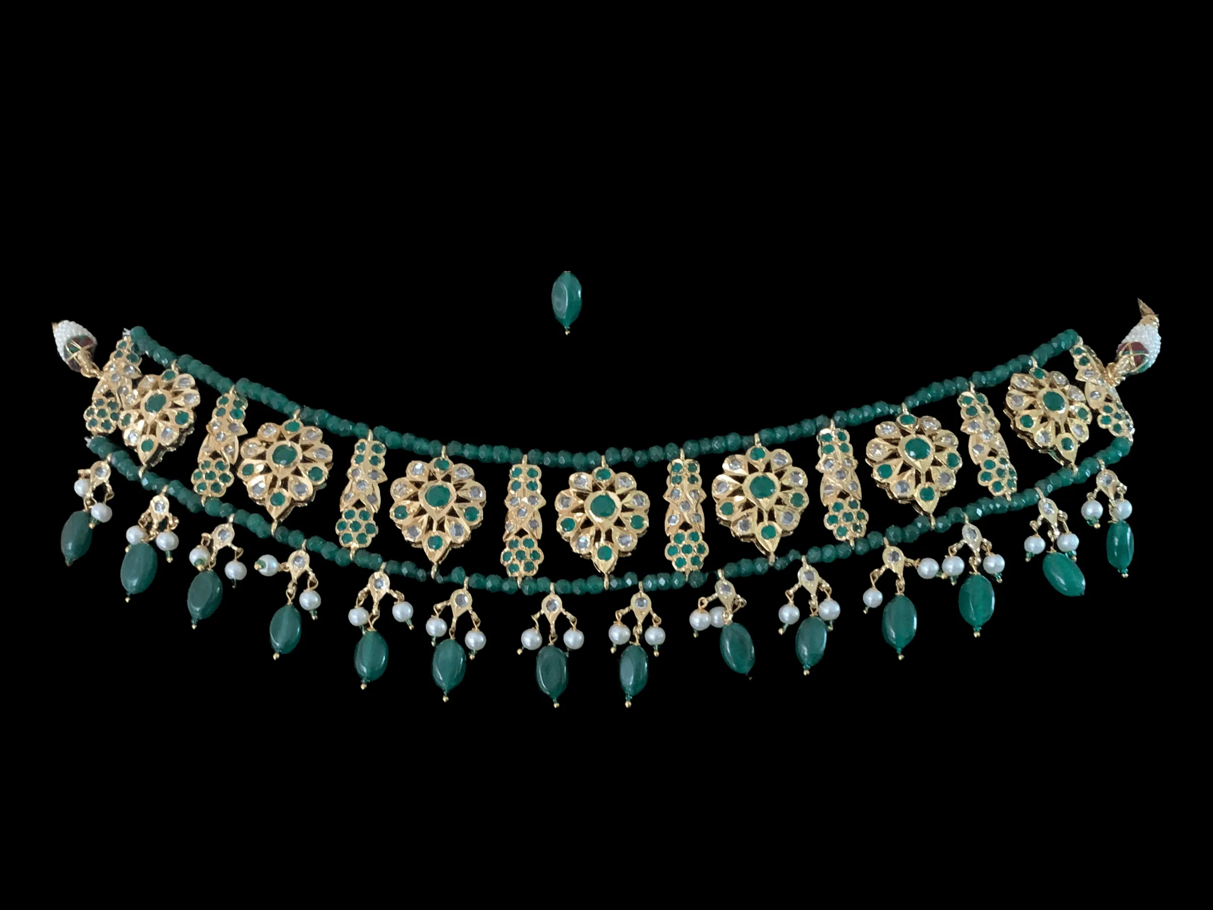 C1 Himah green choker with earrings (READY TO SHIP )