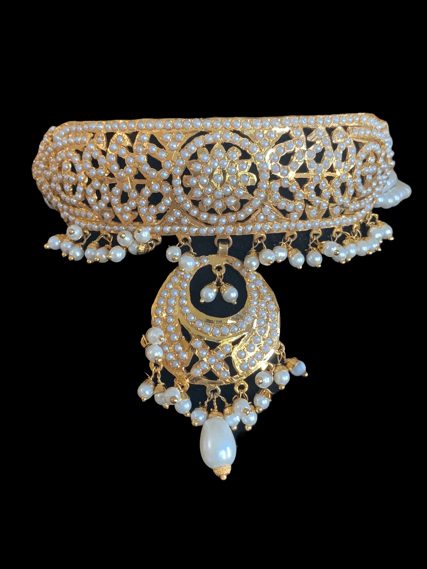 C116 pearl jadau choker with earrings tika ( READY TO SHIP )