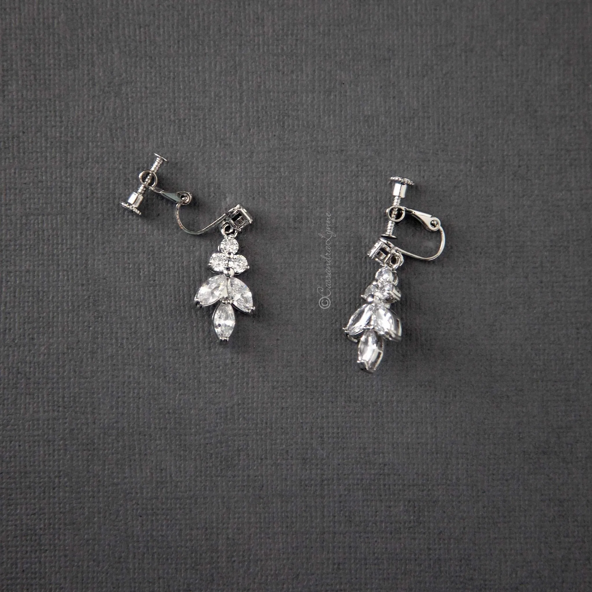 Clip-On Earrings of Marquise Leaf Drop