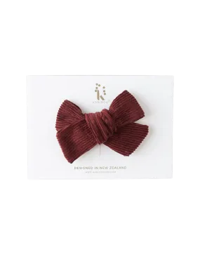 Corduroy Pinwheel Bow - Garnet