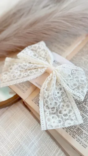 Cream Lace Bow