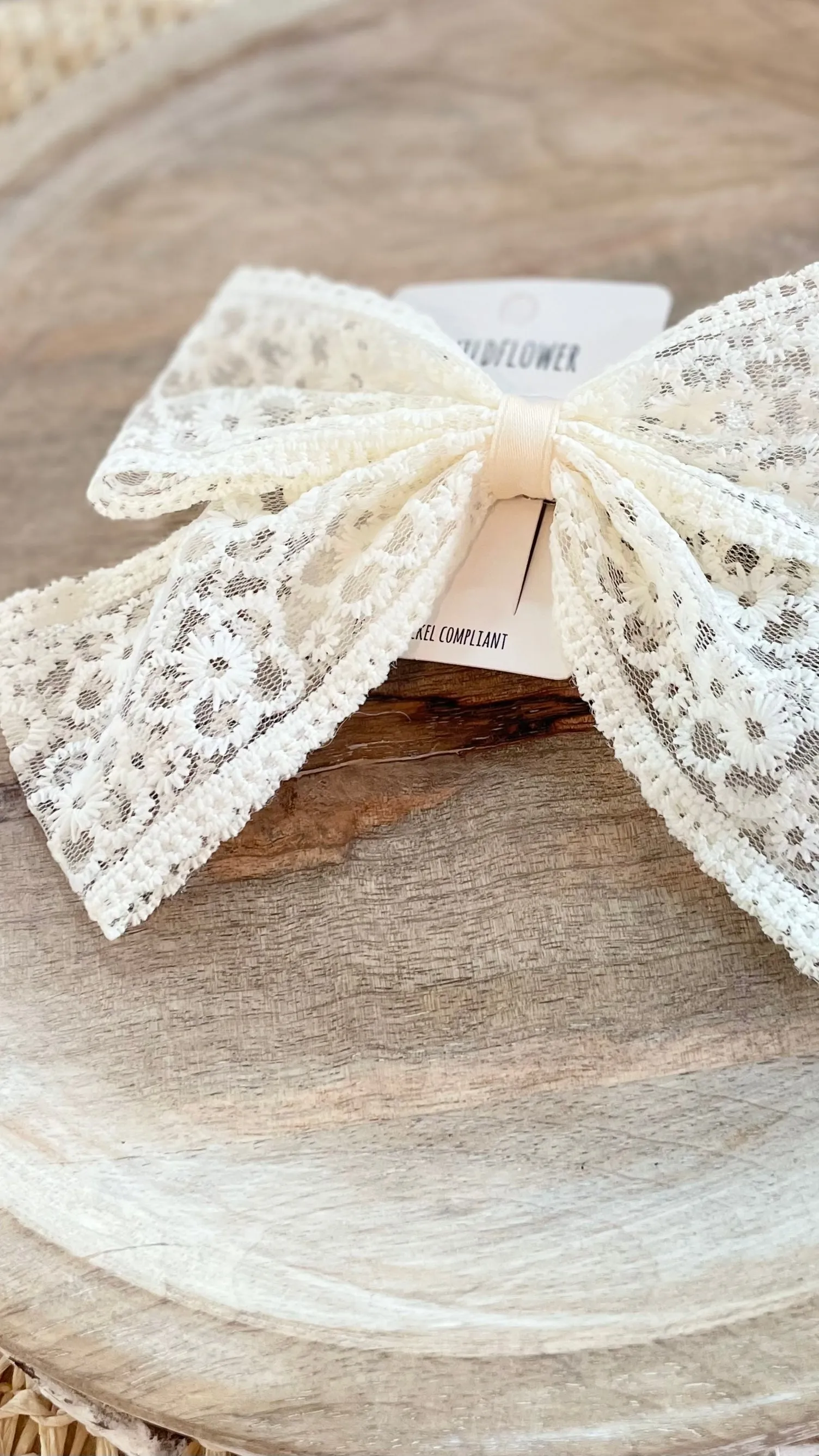 Cream Lace Bow