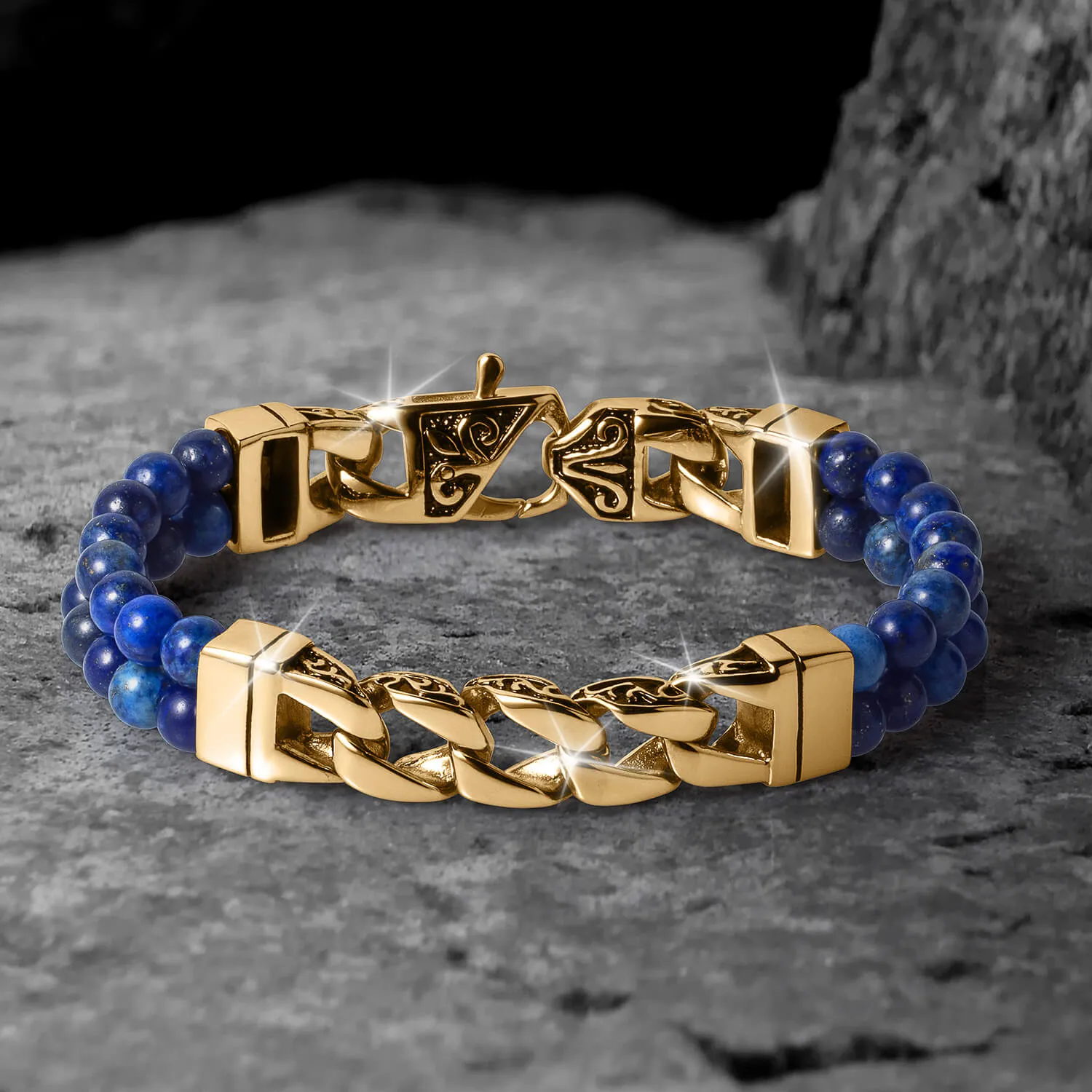 Eclipse Lapis Gold Men's Bracelet