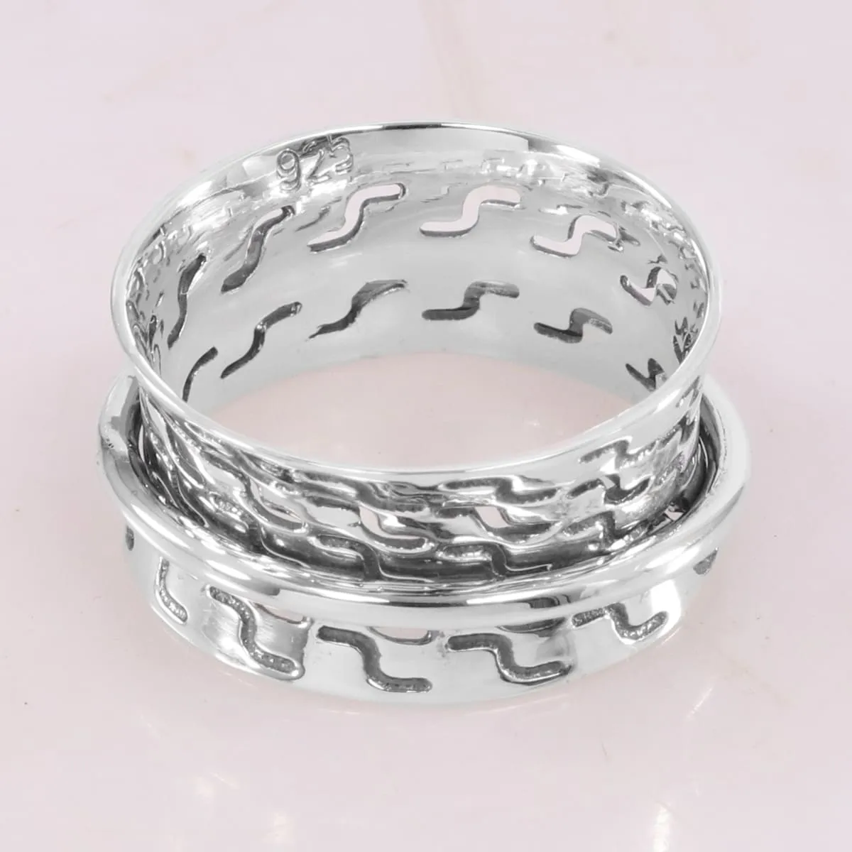 Energy Spinner Ring Thumb Band Meditation 925 Sterling Silver, Fidget Promise Ring Anxiety Ring Anniversary Gift Ring