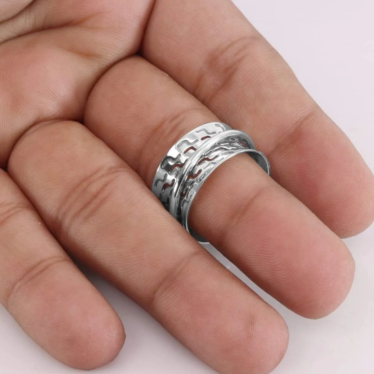 Energy Spinner Ring Thumb Band Meditation 925 Sterling Silver, Fidget Promise Ring Anxiety Ring Anniversary Gift Ring