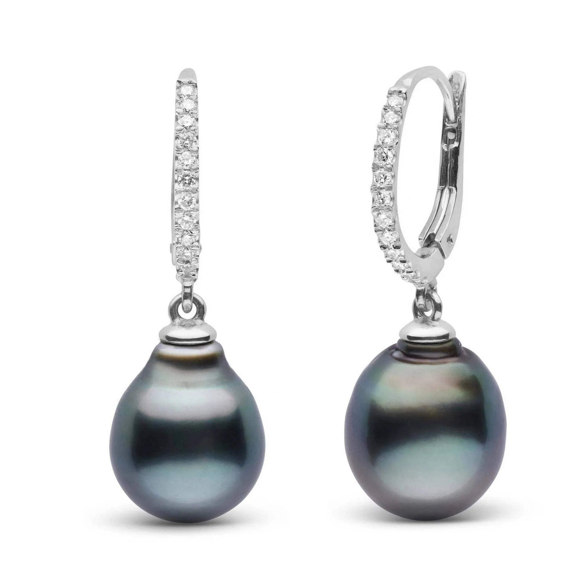 Eternal Collection Tahitian 11.0-12.0 mm Baroque Pearl & Diamond Dangle Earrings