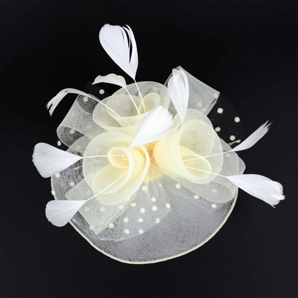 Feather Mesh Flower Fascinator Headband