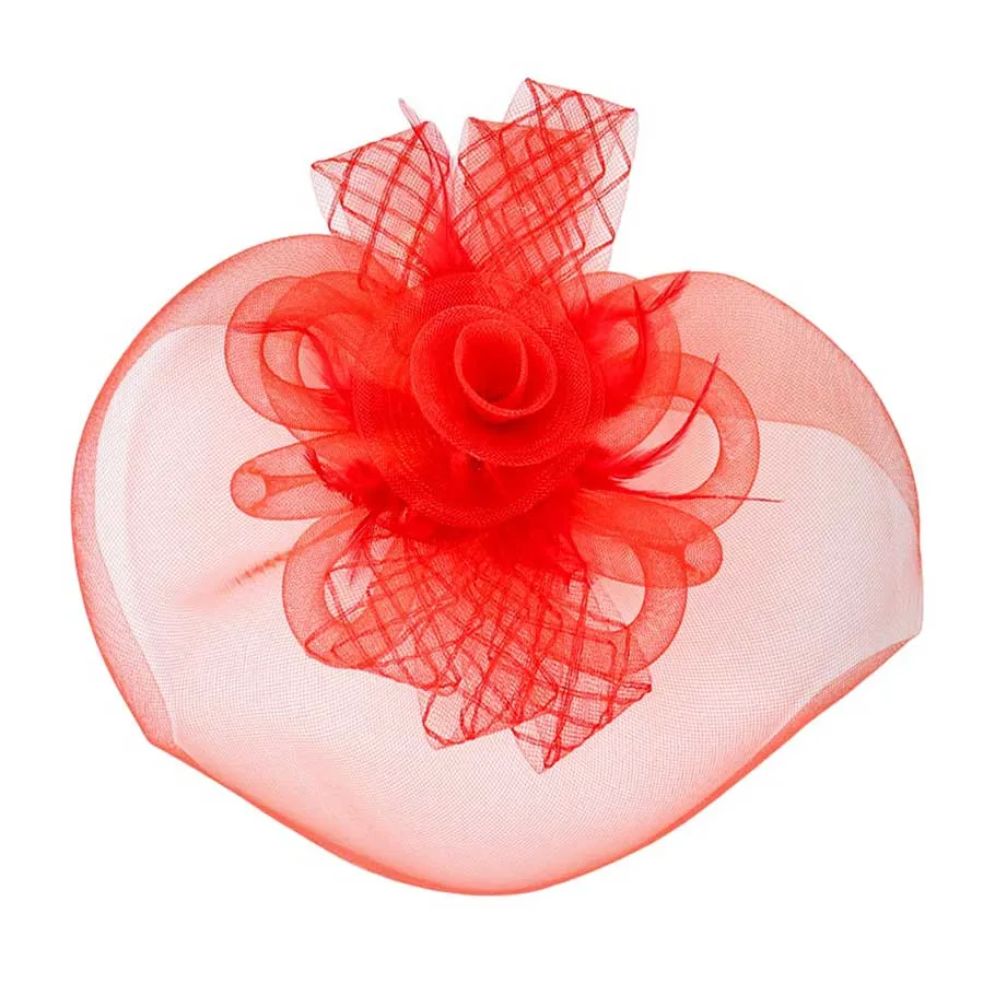 Feather Mesh Flower Fascinator Headband