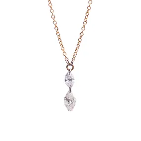 Floating Diamond Necklace, Double Marquise