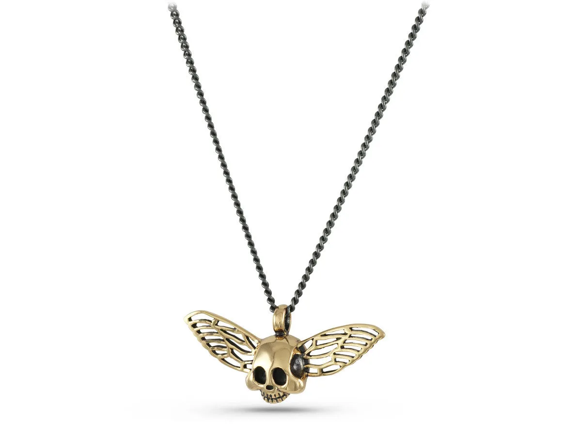 Flying Skull Necklace - Bronze