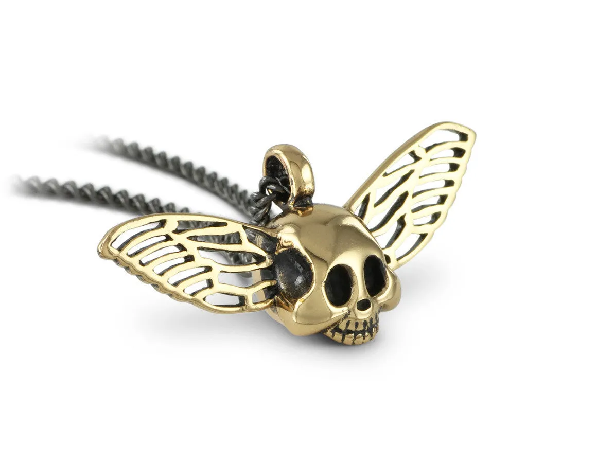 Flying Skull Necklace - Bronze