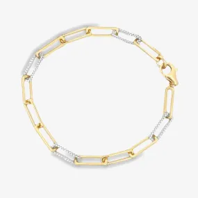 Four Diamond Links Paperclip Bracelet