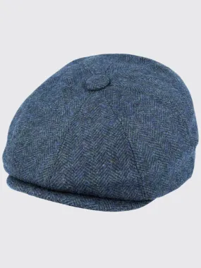 G&H Devon Pure Wool Blue Blue Herringbone Newsboy Cap