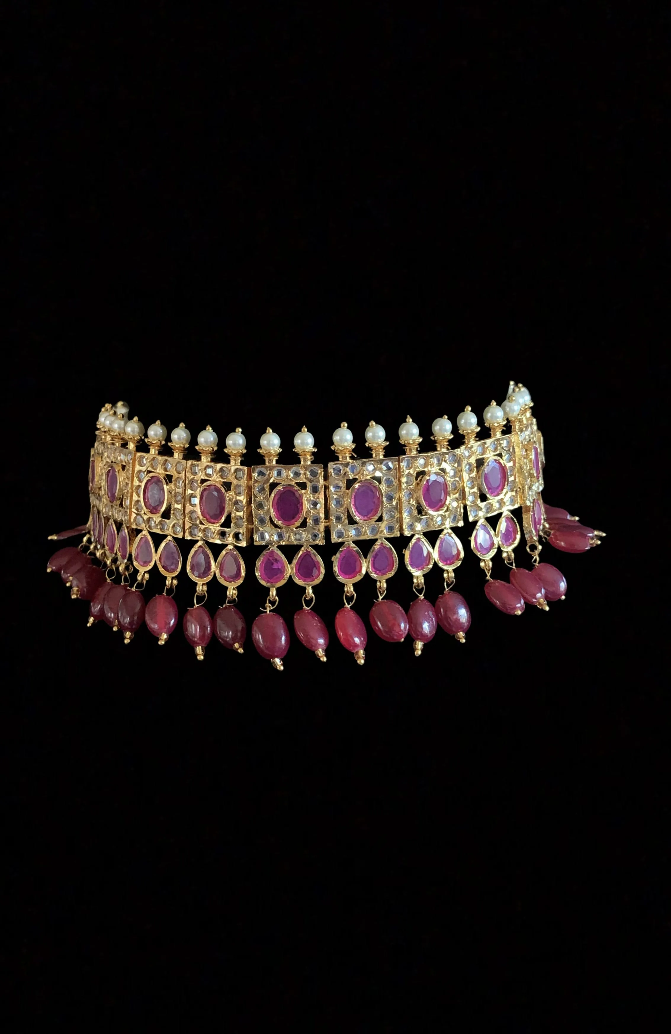 Gauhar hyderabadi choker in Ruby  ( READY TO SHIP )