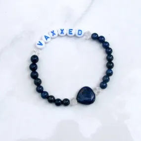 Gemstone VAXXED phrase stretch bracelets